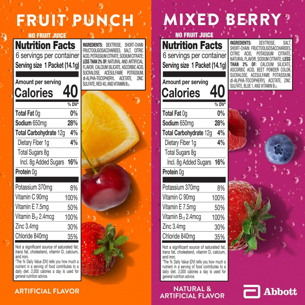 Pedialyte Immune Support on-the-go packets for quick hydration.