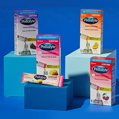 Pedialyte orange powder packet convenient for illness recovery hydration.