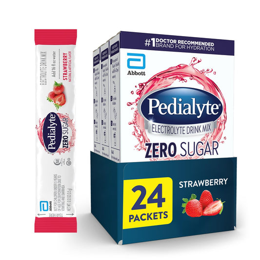 Pedialyte Strawberry powder pack for zero-sugar hydration on the go