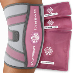 PELEGON knee ice pack wrap on knee for targeted cold therapy.