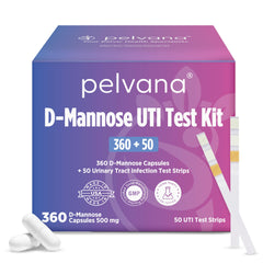 Pelvana D-Mannose bottle closeup for daily urinary wellness.