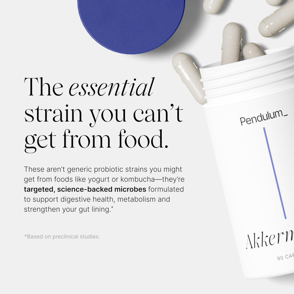 Packaging box for Pendulum Akkermansia with fiber and release technology mention