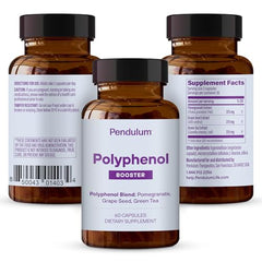 Pendulum Polyphenol Booster label highlights natural polyphenols and probiotic synergy.