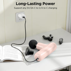 PENJOY pink massager charging via USB-C for easy top-ups