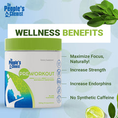 People's Chemist Pre-Workout Lime powder dissolves in a glass with lime flavor ready to sip.
