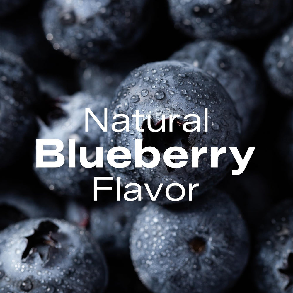 PEPAX blueberry flavor fizz in a glass with zero sugar