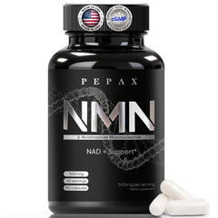 PEPAX NMN bottle label shows purity and dosage information for confident use.