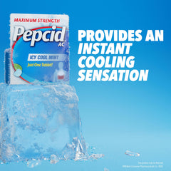 Pepcid AC tablet with icy cool mint coating shown up close