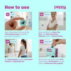Peppy Glow Patches used during daytime on the face for a refreshed look.