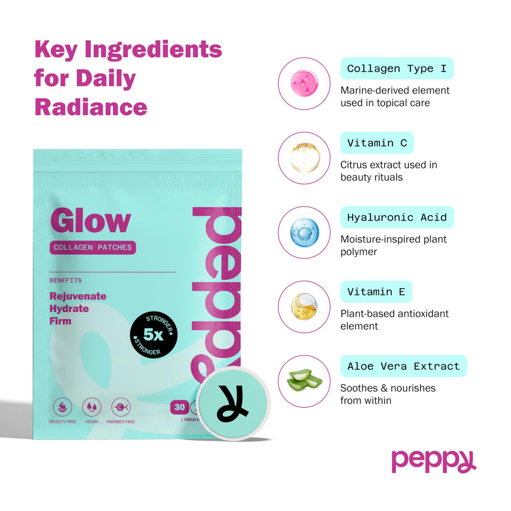 Peppy Glow Patches travel pack ready for on-the-go skincare.