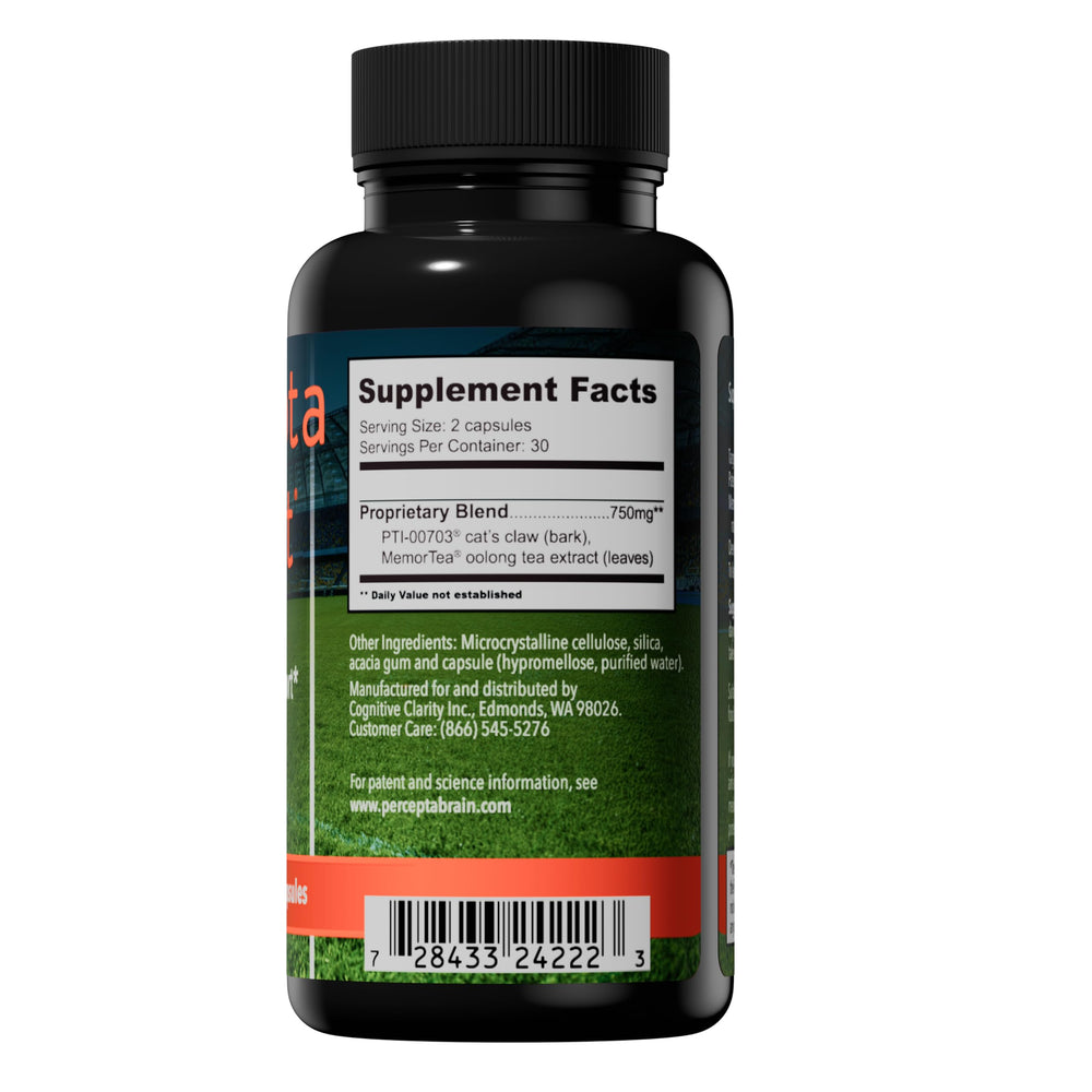 Percepta Sport cat-s-claw ingredient closeup; natural plant extract suggested for focus