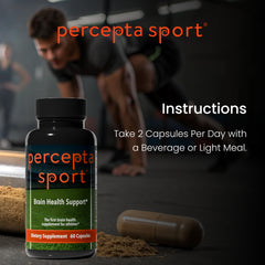 Percepta Sport packaging display suggests a ready-to-use athletic supplement stack