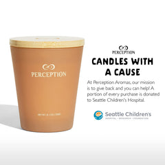 PERCEPTION AROMAS Sandalwood Thyme candle glowing scene for cozy evenings