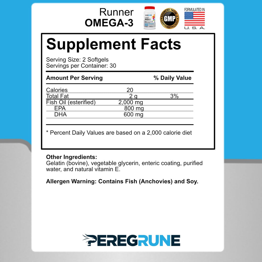 PEREGRUNE Omega-3 bottle front view for heart and joints
