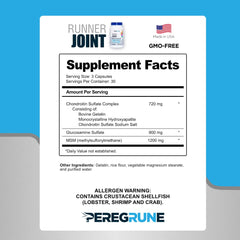 PEREGRUNE Runner Multivitamin joint blend close-up for knee and cartilage support during training.