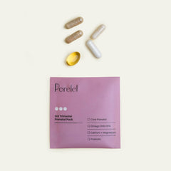 Perelel daily sachet with glass of water illustrating easy routine