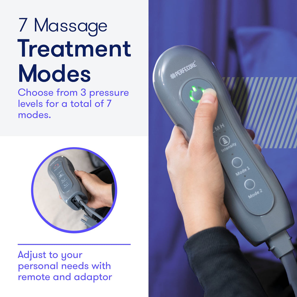 Perfecore leg massager showing heat feature for calf massage