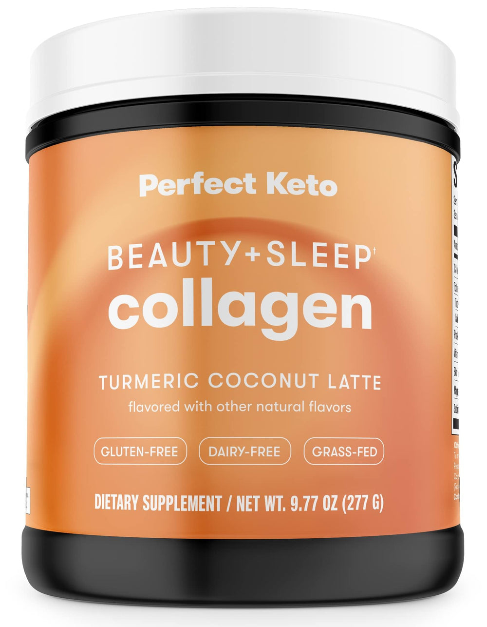 Perfect Keto Beauty + Sleep collagen tub showing powder for nighttime beauty support.
