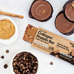 Perfect Keto collagen bar with MCT oil label panel highlights low net carbs