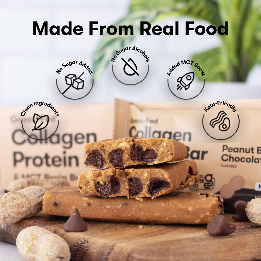 Perfect Keto collagen bar nutrition panel on-pack communicates 13g protein per bar