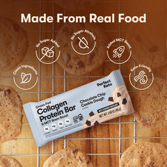 Perfect Keto collagen bars gluten-free packaging close-up for on-the-go snacking