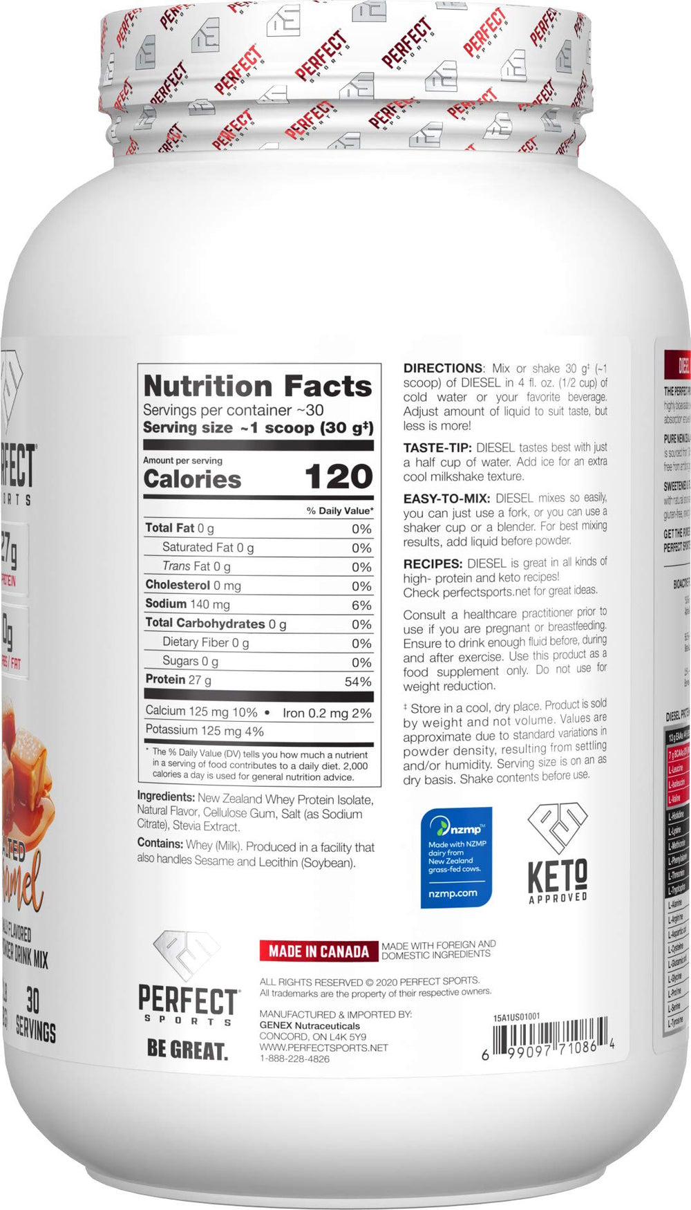PERFECT SPORTS Diesel New Zealand whey isolate powder for clean daily protein