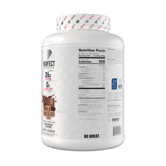 Perfect Sports Diesel milk chocolate tub highlighting stevia-sweetened formula for keto-friendly nutrition.