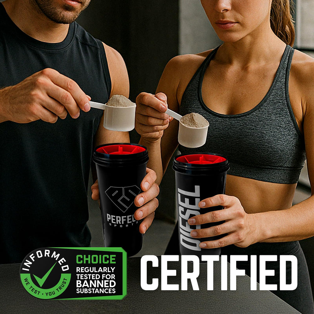 PERFECT SPORTS Diesel NZ Whey Protein Isolate packaging signaling premium quality
