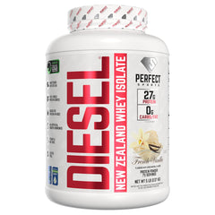 PERFECT SPORTS Diesel Whey Isolate bottle front for post workout recovery.