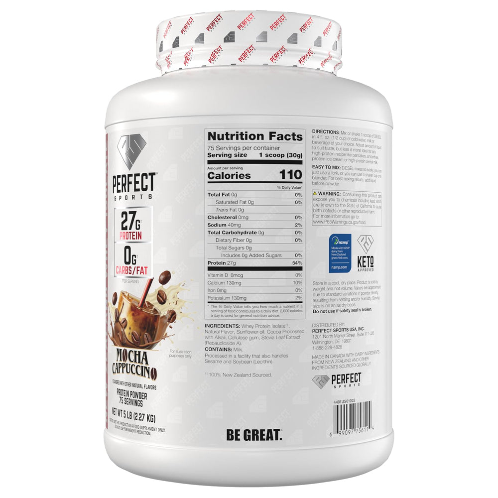 Packaging highlights no artificial ingredients and keto-friendly attributes for Diesel.
