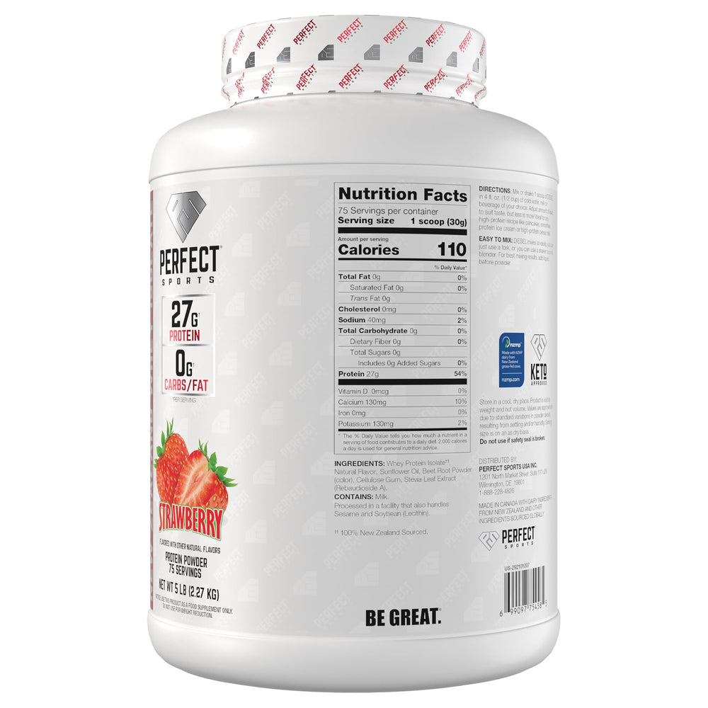 PERFECT SPORTS DIESEL nutrition panel emphasizes keto-friendly profile
