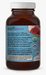 Measuring scoop with acerola powder emphasizes easy daily dosing and consistency for smoothies, yogurt, or drinks.
