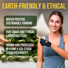 Perfect Supplements chlorella capsules pouring from bottle — easy daily intake
