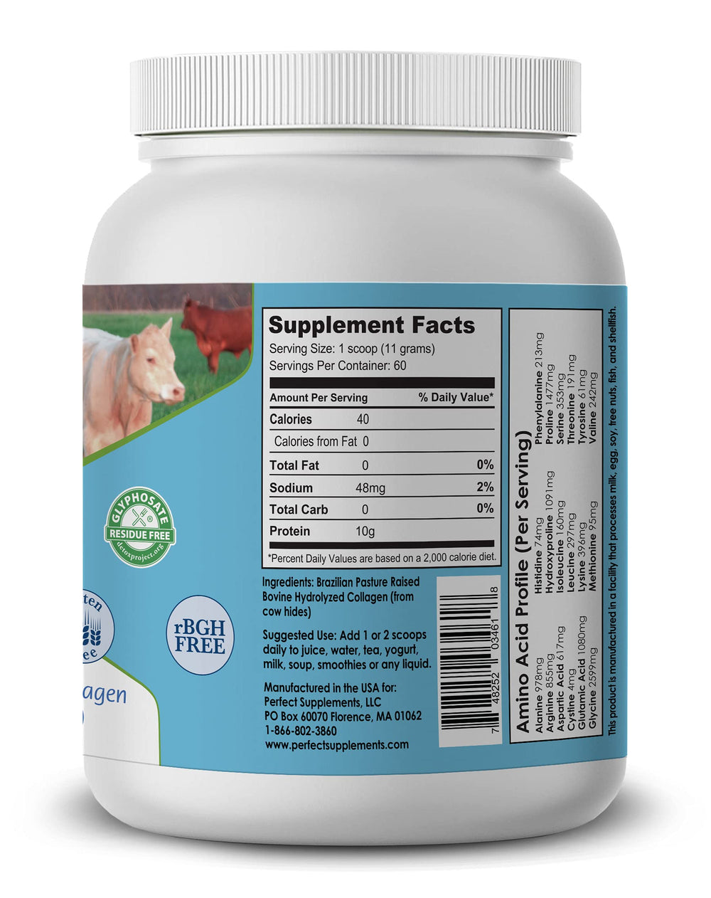 Collagen powder dissolves easily in hot or cold liquids with Perfect Supplements.