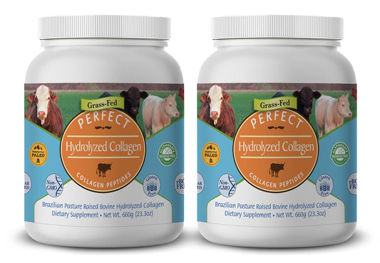 Perfect Supplements hydrolyzed collagen bottle showing 660g size for skin and joints