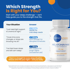 Clean label emphasis on Perfect Vitamin Melatonin MAX packaging