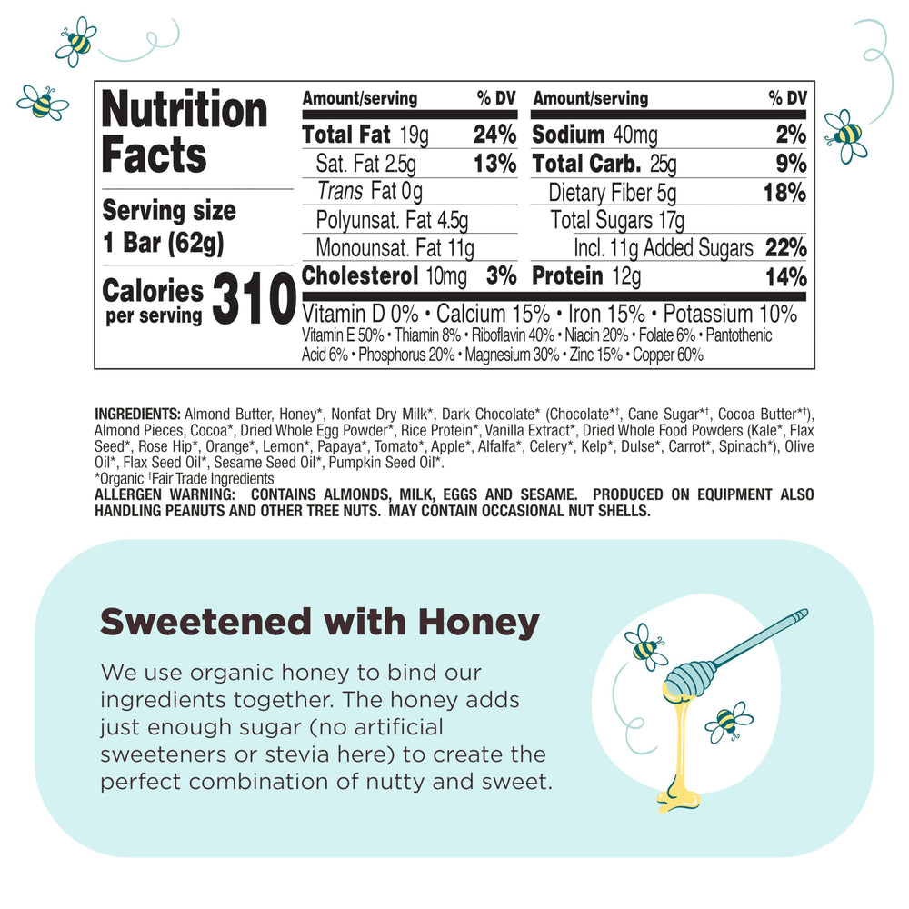 Perfect Bar ingredients close-up featuring organic honey and cocoa for rich flavor.