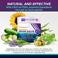 Pergenics Drawing Salve ingredients list on packaging