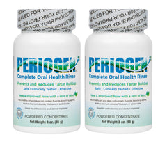 Periogen hint of mint bottle pours for refreshing rinse.