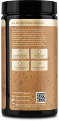Perk Energy Tan Mocha Latte nutrition panel highlighting protein and caffeine.