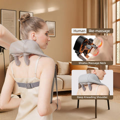 PERLEVI 6D kneading massage technology delivering deep relaxation for tense shoulder muscles.