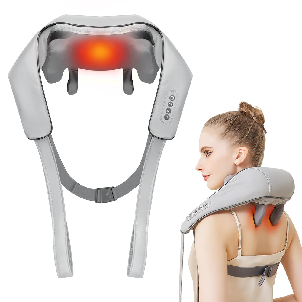 PERLEVI cordless shiatsu neck and shoulder massager for portable muscle relief on the go.