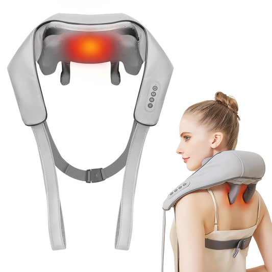 PERLEVI cordless shiatsu neck and shoulder massager for portable muscle relief on the go.