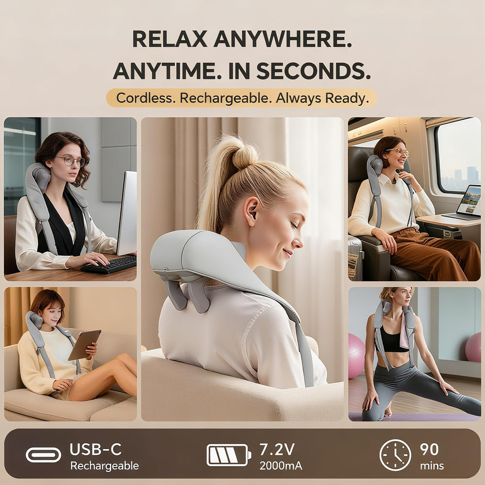 PERLEVI hands-free strap in use for effortless, extended massage