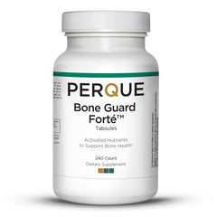PERQUE Bone Guard Forte 20 bottle closeup showing 240 tablets for bone support