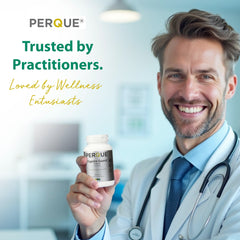 PERQUE Digesta Guard Forte capsules close-up showing diverse probiotic blend