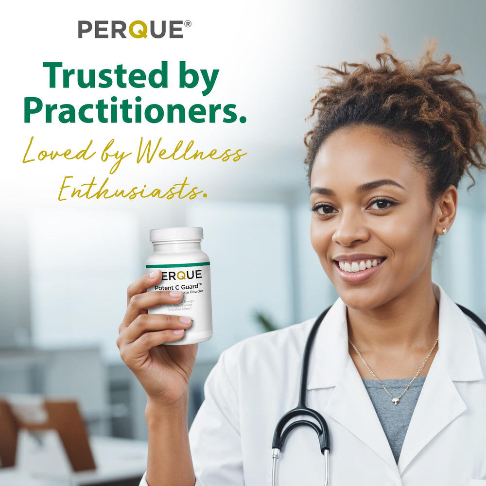 PERQUE powder mixed into water for a refreshing daily boost.