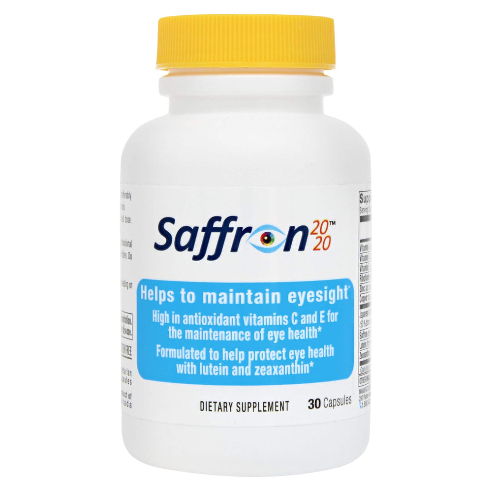 Persavita Saffron 2020 bottle displaying saffron and resveratrol for daily wellness
