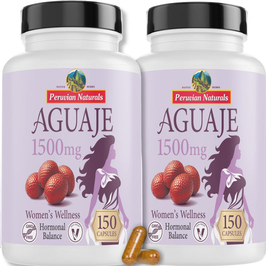 Peruvian Naturals Aguaje capsules bottle front for everyday women's wellness.