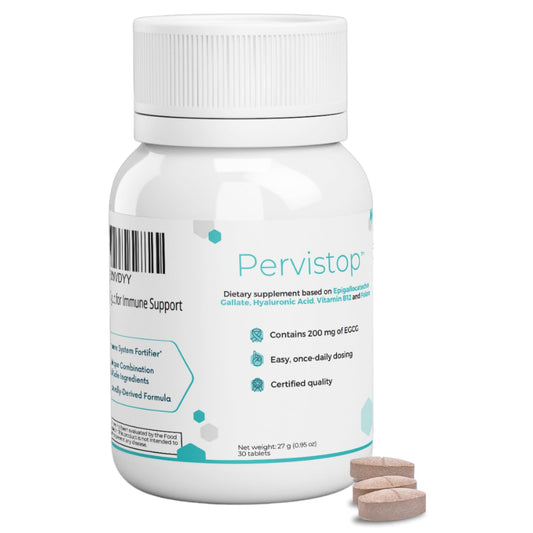 Pervistop immune-support bottle supports a simple daily routine.